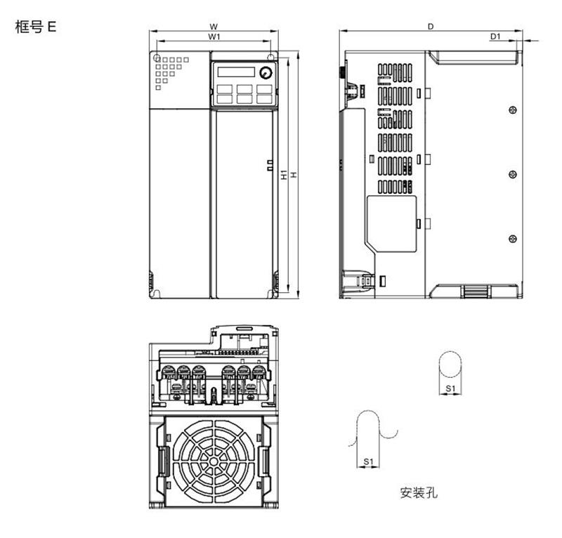 臺達(dá)變頻器 VFD32AMS43ANSAA 的安裝尺寸