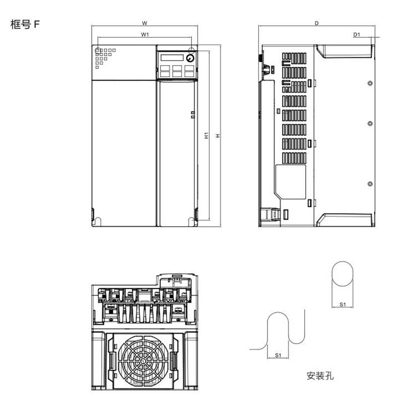 臺(tái)達(dá)變頻器 VFD45AMS43ANSAA 的安裝尺寸