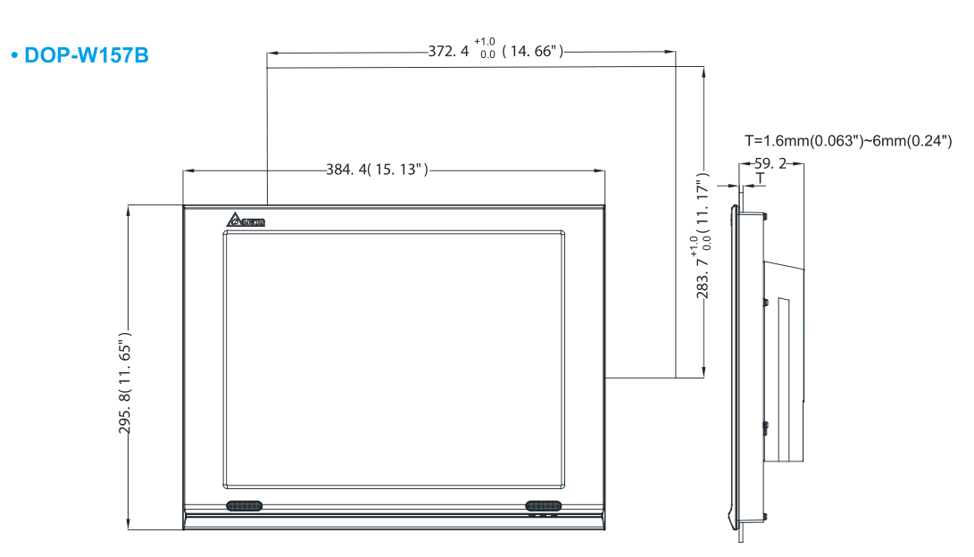 15寸高彩高分辨率人機(jī)DOP-W157B的安裝尺寸
